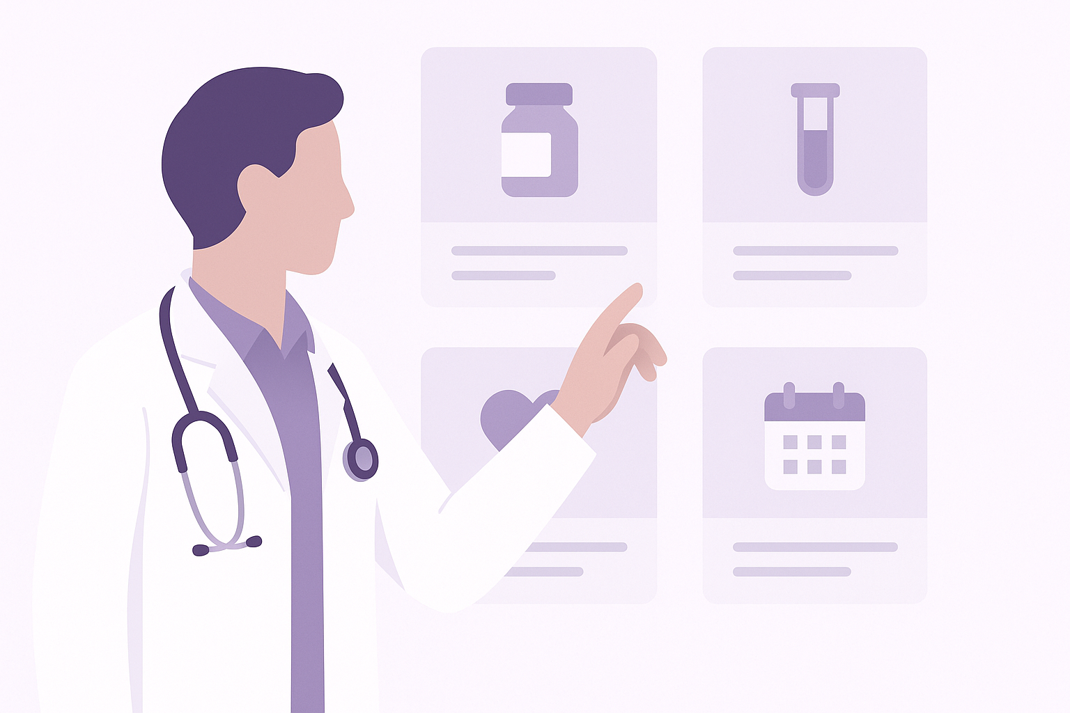 Doctor interacting with digital protocol dashboard